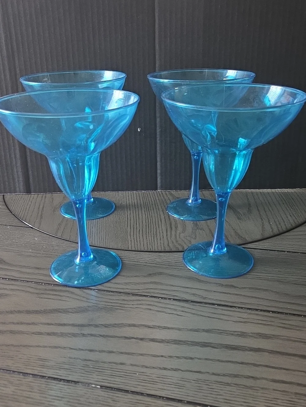 Blue Plastic Cocktail Coupe Glasses - Set of 4